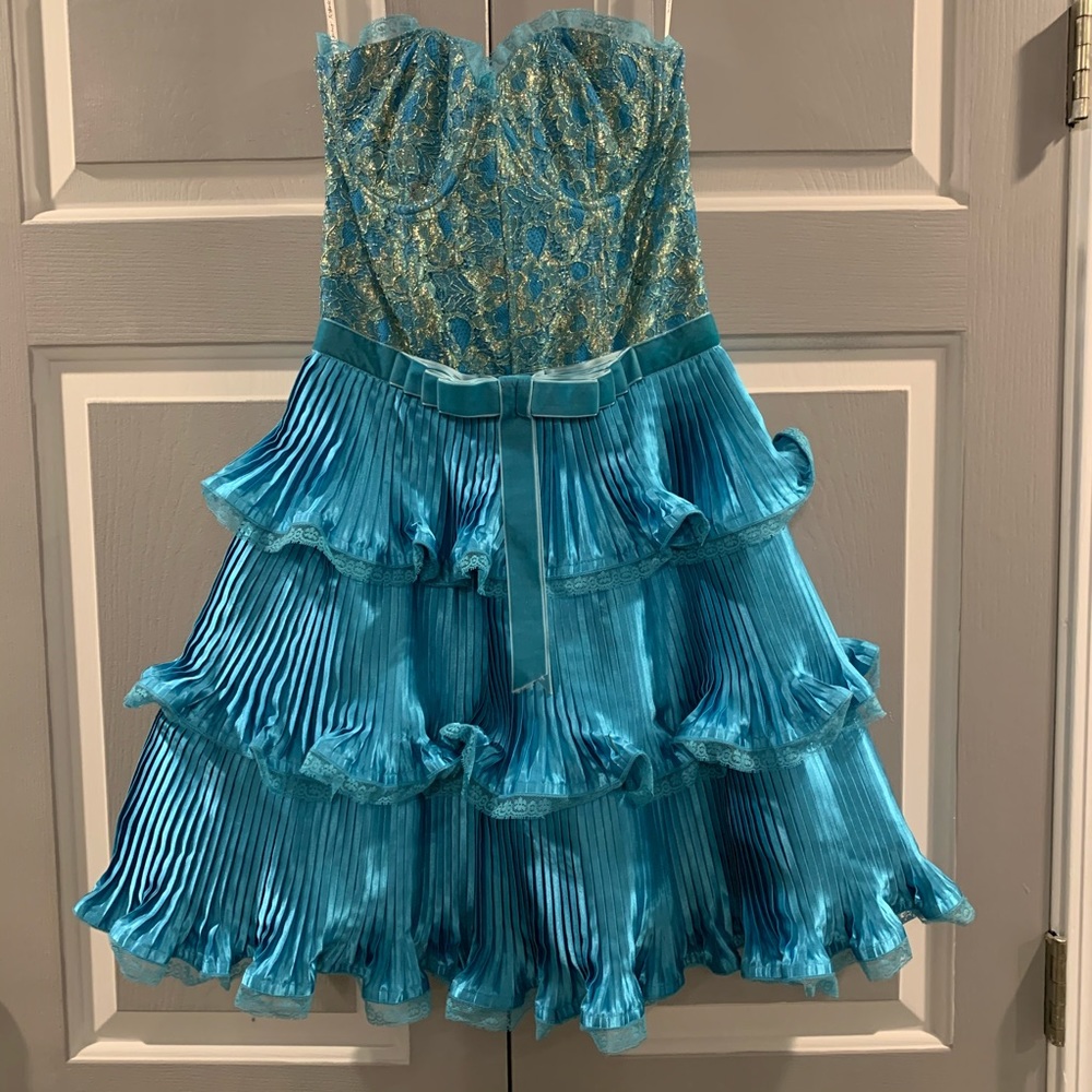 Vintage Betsey Johnson turquoise cocktail dress